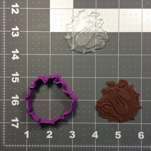 Bulldog 100 Cookie Cutter and Stamp (embossed 1)